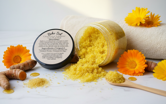 Calendula/Turmeric Sugar Scrub in Spa Setting