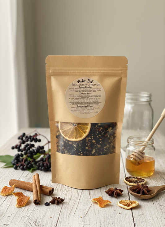 DIY Elderberry Syrup Kit in Natural Kitchen Setting