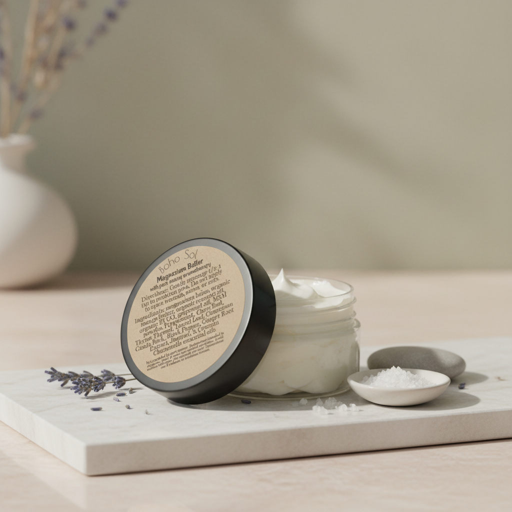 Magnesium Butter with Lavender - open jar showing creamy texture