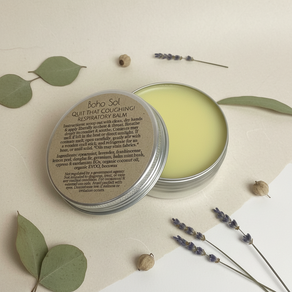 Quit That Coughing! Respiratory Balm - open tin